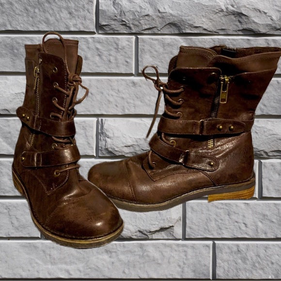 Zip-up Laced Combat Style Boots SoftMoc - Picture 1 of 7